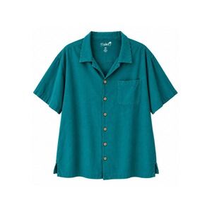 KS Island Mens 3XL Big Teal Rayon Camp Shirt Short Sleeve Button Down Pocket